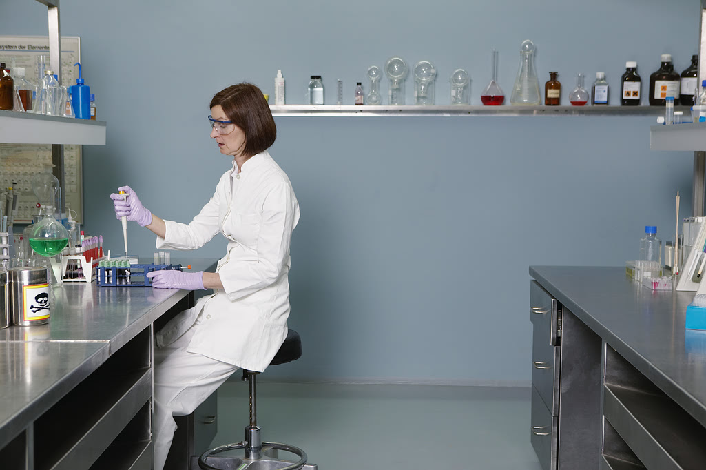 Lab Technician Wearing Safety Goggles