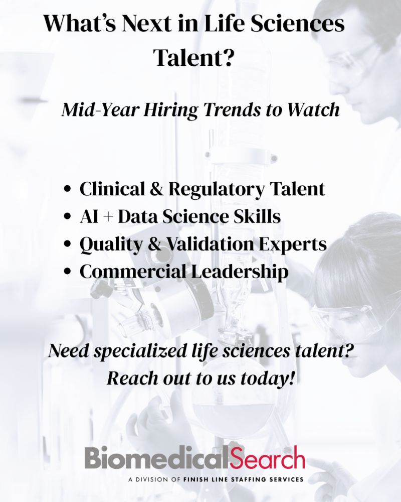 A graphic including hiring trends to watch in life sciences, including clinical talent, data science skills, and commercial leadership