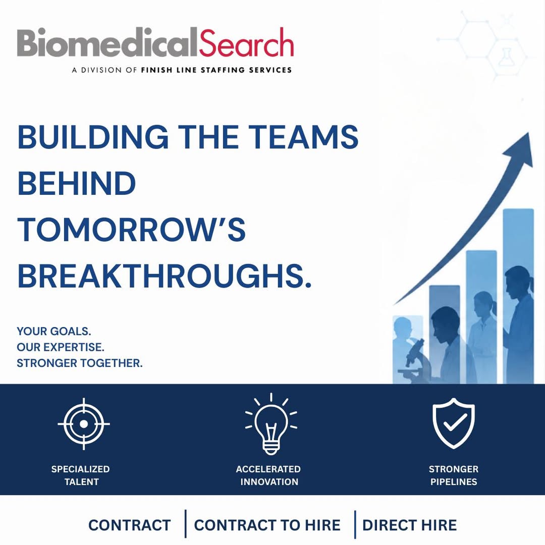 A graphic promoting Biomedical Search's services