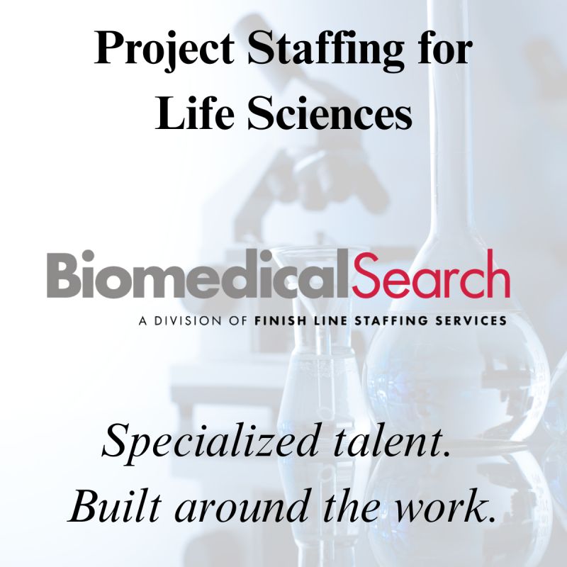 A graphic about Biomedical Search's project staffing for life sciences