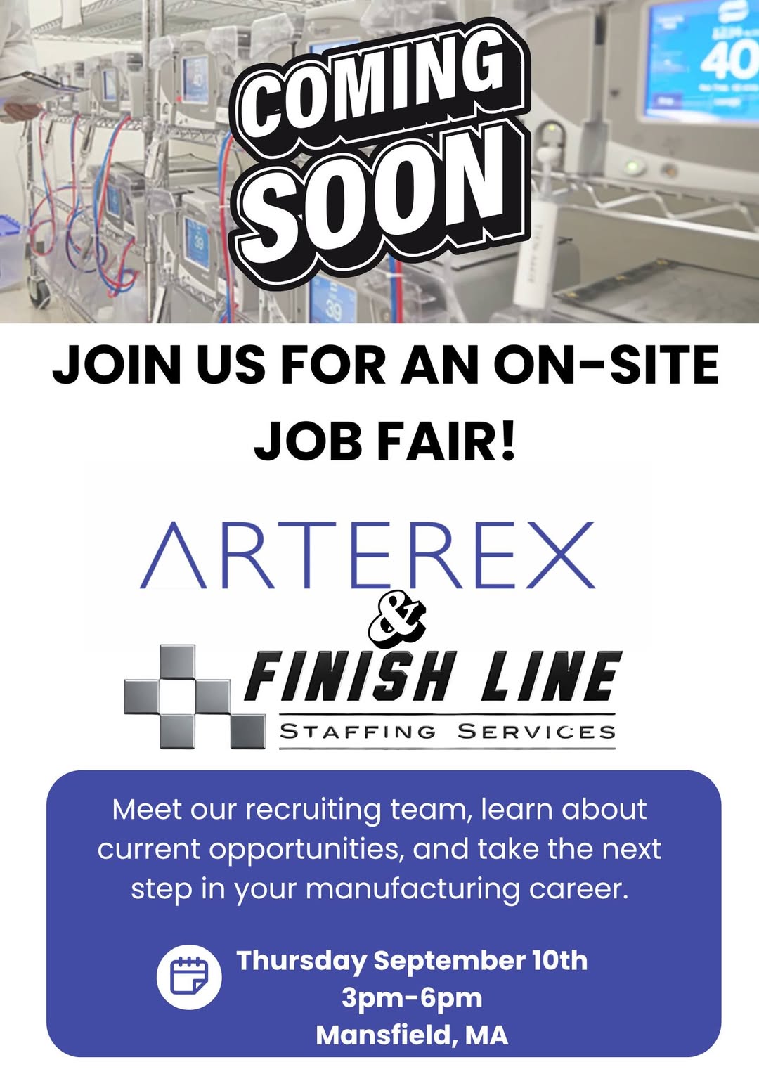 A flyer about a job fair in Mansfield, MA on Sept. 10